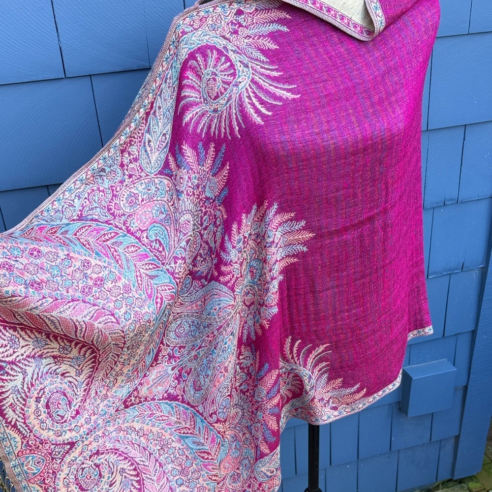 Elegant Fuchsia Paisley Wrap Shawl - Women Accessories - Picture 5 of 11